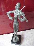 Nieuw violiste vioolspeler brons beeld op voet 29 cm H., Antiek en Kunst, Ophalen of Verzenden