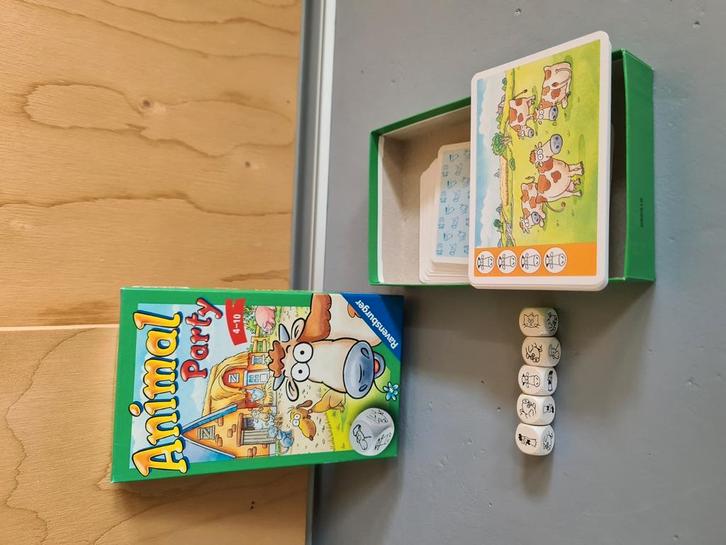 Animal party dobbelspel - vanaf 4 jaar, Hobby en Vrije tijd, Gezelschapsspellen | Kaartspellen, Zo goed als nieuw, Ophalen