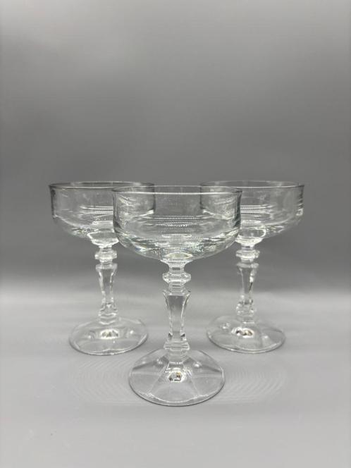Set coupe glazen zwaar kristal 3 stuks, Antiek en Kunst, Antiek | Glas en Kristal, Ophalen of Verzenden