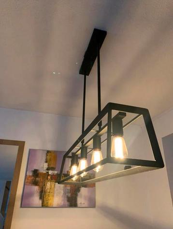 Industriële hanglamp 100x20cm stalen frame 4 e27 fittingen