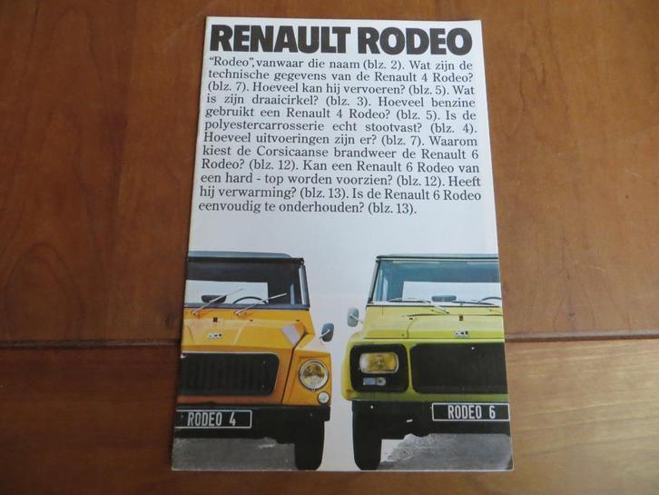 Folder Renault 4 Rodeo, Renault 6 Rodeo, Boeken, Auto's | Folders en Tijdschriften, Zo goed als nieuw, Renault, Ophalen of Verzenden