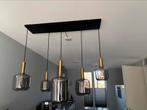 Hanglamp Lodi met 5 rookglas bollen met goud., Huis en Inrichting, Lampen | Hanglampen, Ophalen, Zo goed als nieuw