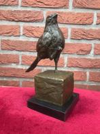 prachtig bronzen beeld, vogel op één pootje, Ophalen of Verzenden, Brons