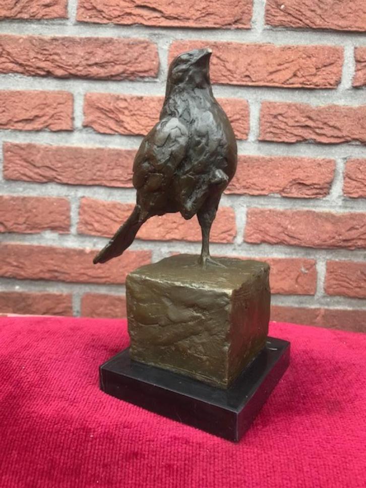prachtig bronzen beeld, vogel op één pootje, Antiek en Kunst, Antiek | Koper en Brons, Brons, Ophalen of Verzenden