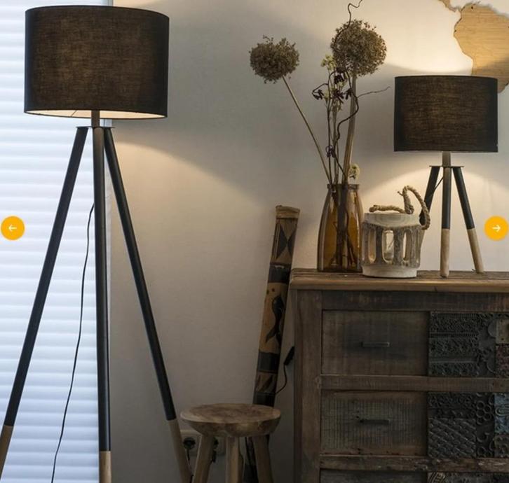 Set tafel- en vloerlamp zwart met kap – nieuw in doos, Huis en Inrichting, Lampen | Vloerlampen, Nieuw, 150 tot 200 cm, Ophalen