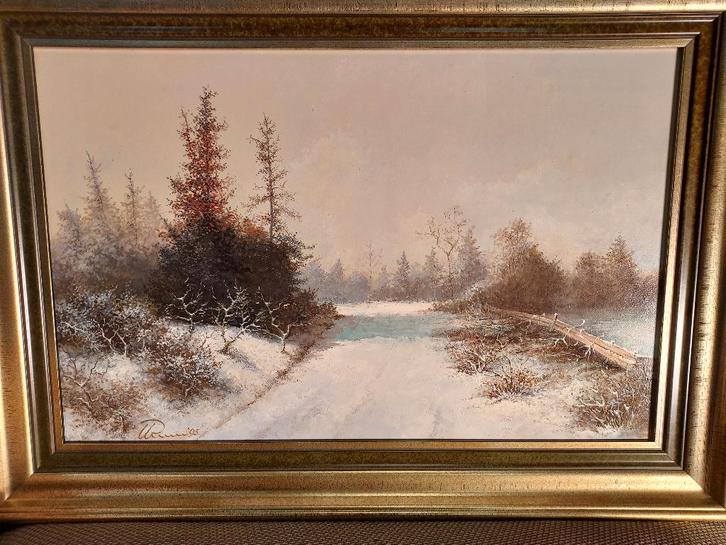 schilderij Wim Riem (1922-2011), winterlandschap, Antiek en Kunst, Kunst | Schilderijen | Klassiek, Ophalen of Verzenden