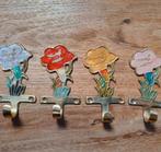 Vintage Bloemen Wandhaken - Set van 4, Huis en Inrichting, Woonaccessoires | Kapstokken, Gebruikt, Wandhaken, Ophalen of Verzenden