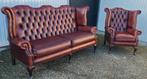 Chesterfield 3 zits bank + oorfauteuil merk Springvale bruin, Huis en Inrichting, Banken | Bankstellen, 150 tot 200 cm, Driepersoons