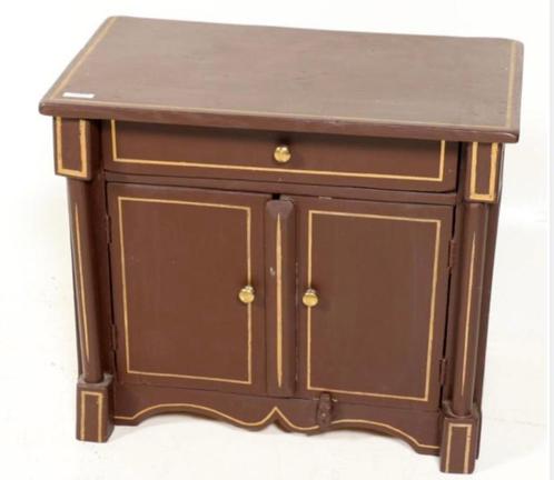 Bruin gelakte miniatuur pendantkast, h.44 x b.51 x d.31 cm., Antiek en Kunst, Antiek | Woonaccessoires, Ophalen