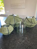 3 Windlichten met Glas voor Kaarsjes, Overige materialen, Nieuw, Ophalen of Verzenden, Groen