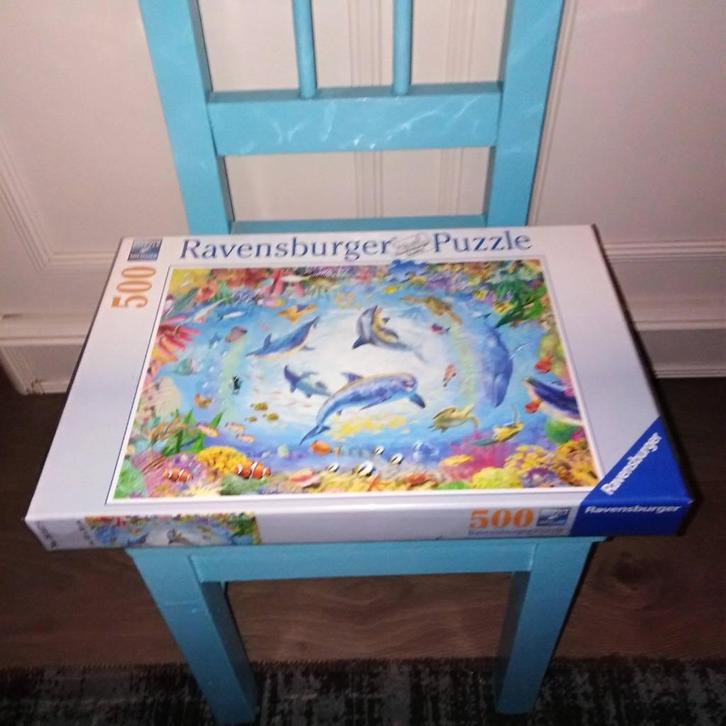 Ravensburger puzzel Cave Dive dolfijnen 500 stukjes, Hobby en Vrije tijd, Denksport en Puzzels, Zo goed als nieuw, Legpuzzel, 500 t/m 1500 stukjes