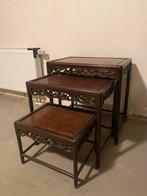 Antieke chinese pallisander nesttafels, Huis en Inrichting, Tafels | Sidetables, Ophalen, Zo goed als nieuw, 25 tot 50 cm, Rechthoekig