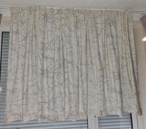 Gordijn, ecru met groen motief. H.1.15 mtr. Als nieuw!, Huis en Inrichting, Stoffering | Gordijnen en Lamellen, Zo goed als nieuw