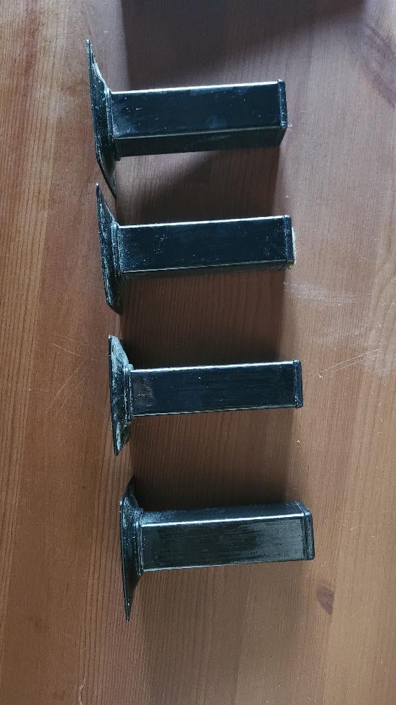 4x Black furniture legs - short, Ophalen, Tafelpoot, Minder dan 50 cm, Vierkant