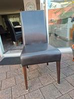 Zwarte lederen eetkamerstoelen - set van 4, Huis en Inrichting, Stoelen, Ophalen, Gebruikt, Zwart, Hout