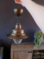 Bronzen Hanglamp, Gebruikt, Ophalen of Verzenden, Glas, Minder dan 100 cm