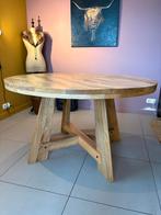 Ronde Mango Eettafel - 130cm - X-Poot, Huis en Inrichting, Tafels | Eettafels, Ophalen, Rond, Zo goed als nieuw, Vier personen