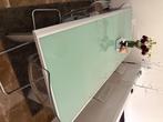Design keukentafel glas/aluminium, Huis en Inrichting, Tafels | Eettafels, Ophalen, Gebruikt, 200 cm of meer, 50 tot 100 cm