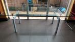 Glazen eettafel metaal onderstel Cassina LC 6 Le Corbusier, Huis en Inrichting, Ophalen, Gebruikt, 200 cm of meer, 50 tot 100 cm