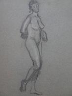 2 Houtskooltekeningen naakte vrouw knielend en staand 1930, Verzenden