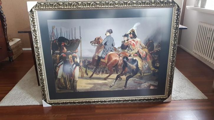 Ingelijste Schilderij Print - Napoleon en een veldslag, Antiek en Kunst, Kunst | Schilderijen | Klassiek, Ophalen