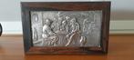 Houten kistje met zware, zilveren plaquette, Antiek en Kunst, Antiek | Goud en Zilver, Ophalen of Verzenden, Zilver