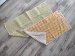 Prachtige set met 2x retro handdoek, oranje wit, groen geel., Verzamelen, Retro, Ophalen of Verzenden, Huis en Inrichting