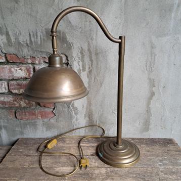 Oude koperen lamp bureaulamp tafellamp leeslamp *Etage3* beschikbaar voor biedingen
