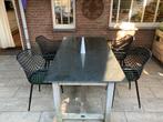 Teakhouten tafel met hardstenen tafelblad, Tuin en Terras, Tuintafels, Ophalen, Gebruikt, Rechthoekig, Teakhout