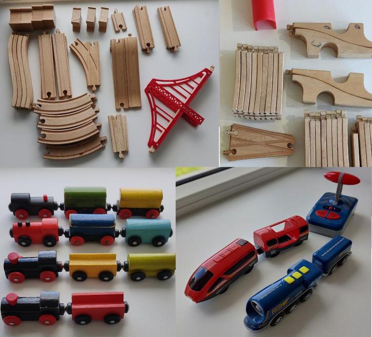 houten treinbaan + veel uitbreiding, Kinderen en Baby's, Speelgoed | Houten speelgoed, Gebruikt, Rij- of Hobbelspeelgoed, Ophalen of Verzenden