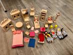 Vintage als nieuw houten poppenhuis meubels poppetjes popjes, Ophalen of Verzenden, Zo goed als nieuw, Poppenhuis