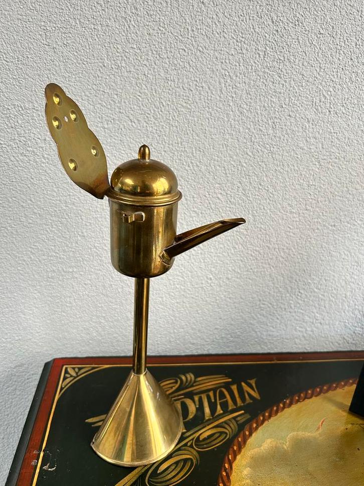 Antieke Walvis Olielamp 'Snotneus', Antiek en Kunst, Antiek | Kandelaars, Koper of Brons, Ophalen