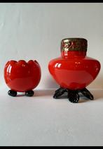 Oud Tango glas, een bloemsteker/ rozensteker & potje + barst, Ophalen of Verzenden