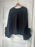 Stijlvol zwarte ruches  tuniek blouse top shirt Zara, Zwart, Ophalen of Verzenden, Zo goed als nieuw, Lange mouw