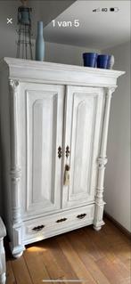 Witte Brocante Kledingkast - Landelijke Stijl, Ophalen, Gebruikt, 100 tot 150 cm, Met hangruimte