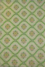 Vintage lap stof wit met groene roze gele bloemetjes, Hobby en Vrije tijd, Stoffen en Lappen, Groen, 30 tot 120 cm, 30 tot 200 cm