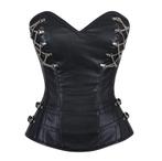 Zwart leren korset met kettingen gothic steampunk punk leer, Verzenden, Zwart, Body of Korset