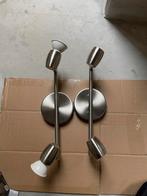 2 Zilveren Plafondspots GU10, Metaal of Aluminium, Ophalen of Verzenden, Zo goed als nieuw, Led