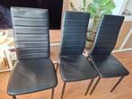 Zwarte eetkamerstoelen nepleder. Leen Bakker., Ophalen, Gebruikt, Zwart