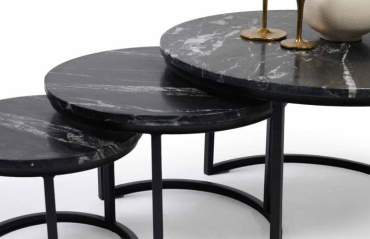 Marmeren salontafel set zwart, Huis en Inrichting, Tafels | Salontafels, Nieuw, Minder dan 50 cm, 50 tot 100 cm, Minder dan 50 cm