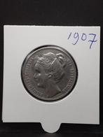 1 gulden 1907 koningin Wilhelmina, Postzegels en Munten, Munten | Nederland, 1 gulden, Zilver, Ophalen of Verzenden, Koningin Wilhelmina
