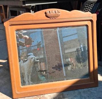 Oude eiken spiegel met geslepen glas facet beschikbaar voor biedingen