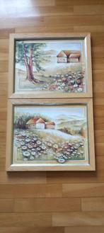 set van 2 schilderijtjes, Minder dan 50 cm, Ophalen of Verzenden, Zo goed als nieuw, Schilderij