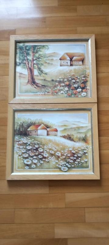 set van 2 schilderijtjes beschikbaar voor biedingen