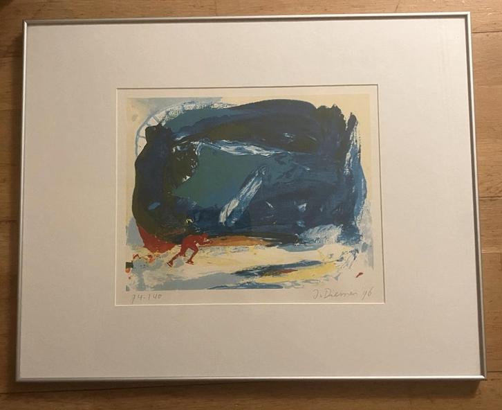 Zeefdruk van Jan van Diemen – “Schaatser Marathon” (1996), Antiek en Kunst, Kunst | Litho's en Zeefdrukken, Ophalen