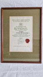 Ingelijst certifcaat H Berg ivm De Heeren van Ruysdael SCH47, Ophalen of Verzenden, Zo goed als nieuw, Overige typen