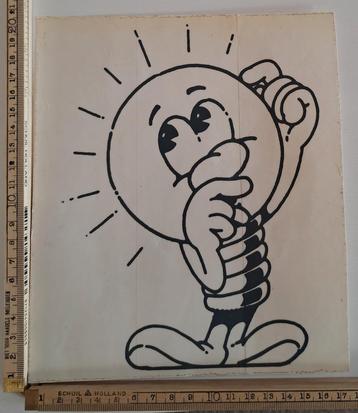 Grote vintage transparante sticker Lampje idee symbool  beschikbaar voor biedingen