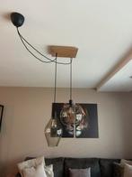 Hanglamp – Glas & Hout | Industriële Look (2-lamps), Ophalen of Verzenden, Zo goed als nieuw, Glas, 75 cm of meer