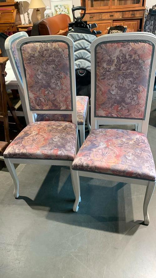 4 witte stoelen met gobelin bekleed, Antiek en Kunst, Antiek | Meubels | Stoelen en Banken, Ophalen