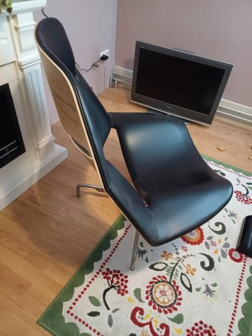 Design fauteuil stoel draaistoel, Huis en Inrichting, Fauteuils, Zo goed als nieuw, Hout, Leer, Ophalen
